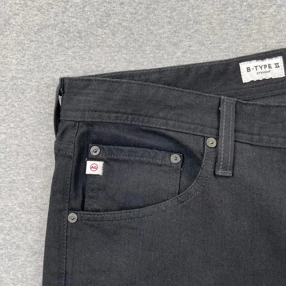 AG Adriano Goldschmied Jeans Mens 37x29 Deep Black Straight B-Type II Denim